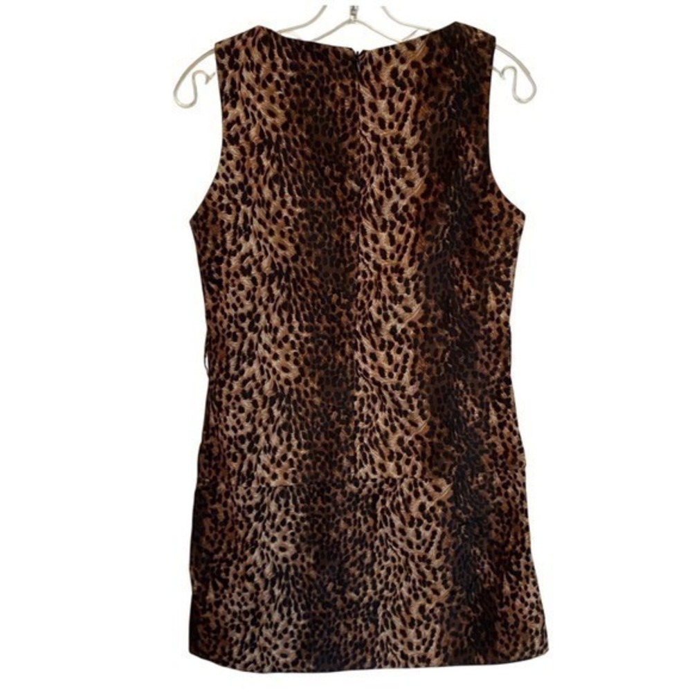ZARA WOMAN Leopard Print Sleeveless Ruched Mini Dress w/Zipper Back - M EUC - Picture 3 of 14
